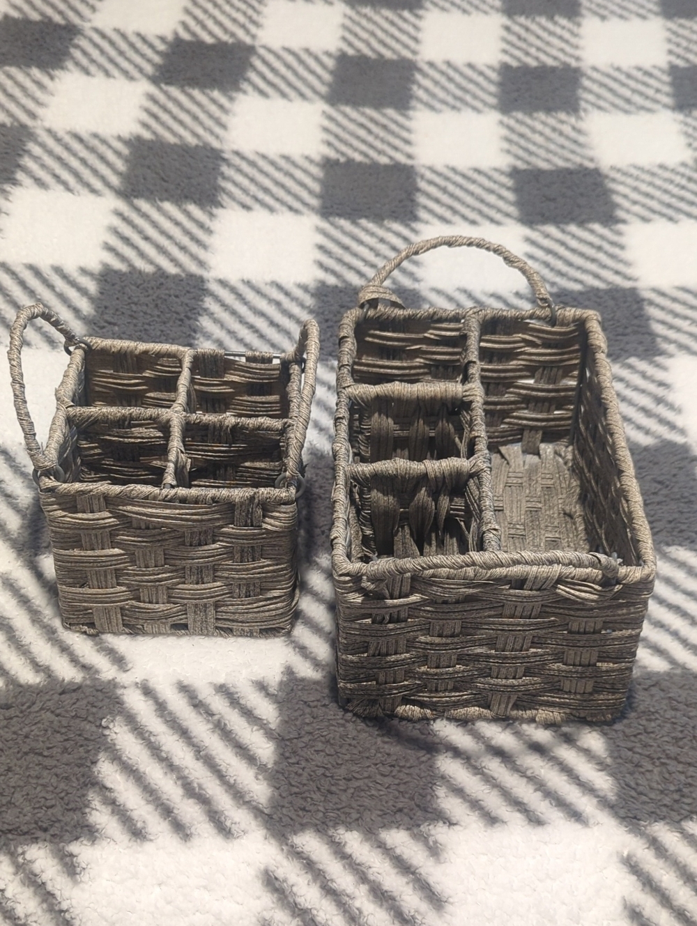 Woven Gray Storage Caddy Organizer with Handles - Home Accents